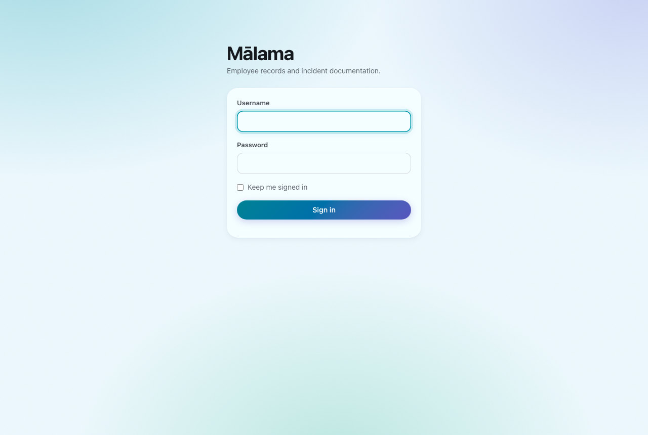 The sign-in screen. Nothing else in the app is reachable until you have signed in.