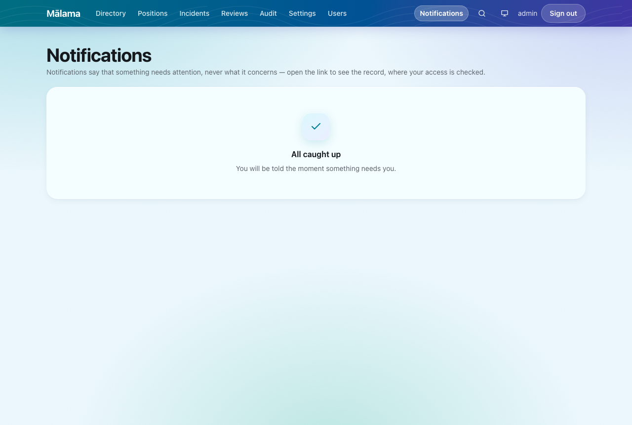 Notifications say that something needs you, never what it concerns — follow the link to see the record.