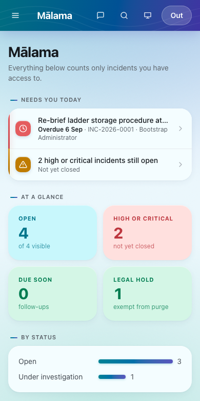 The dashboard on a phone.